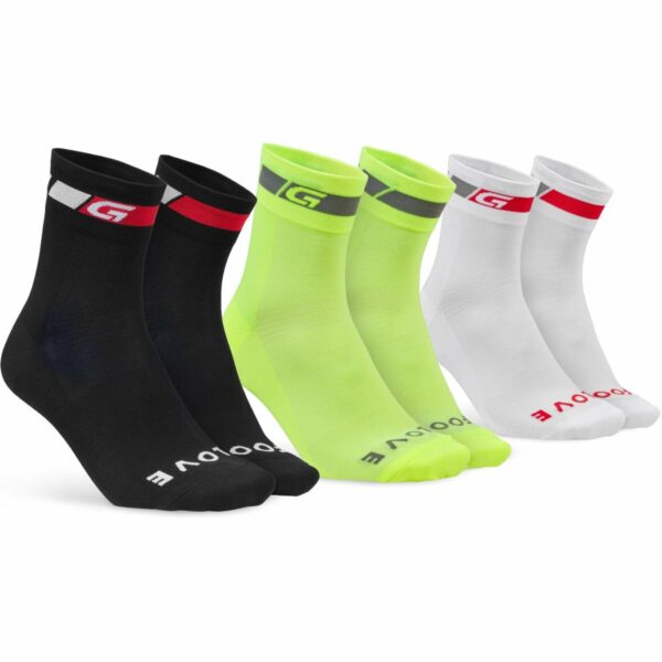 GripGrab Tricolore Regular Cut 3PACK Black/White/Fluo Yellow S
