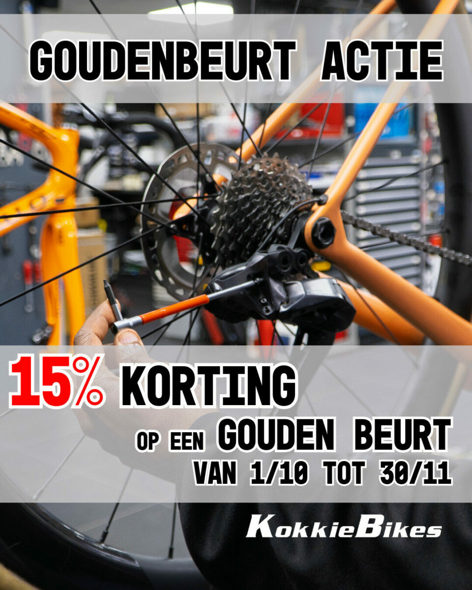 15% korting op een gouden onderhoudsbeurt voor racefiets, gravelbike, mountainbike of E-bike