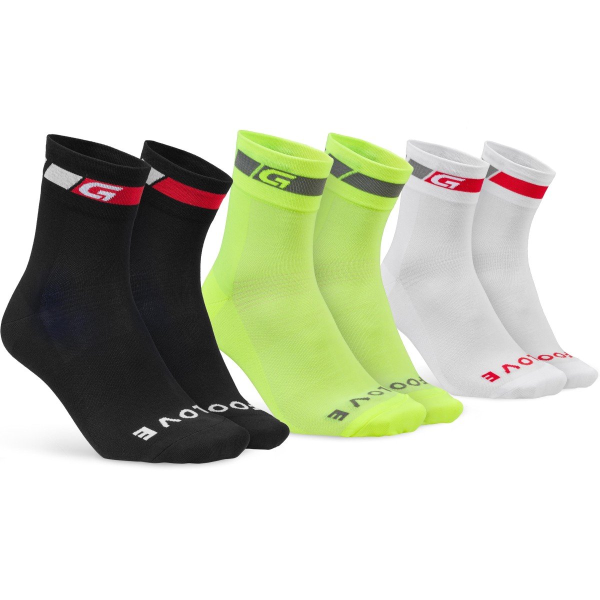 GripGrab Tricolore Regular Cut 3PACK Black/White/Fluo Yellow S