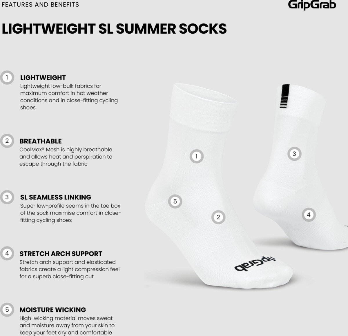GripGrab Lightweight SL Sock Black S - Afbeelding 3